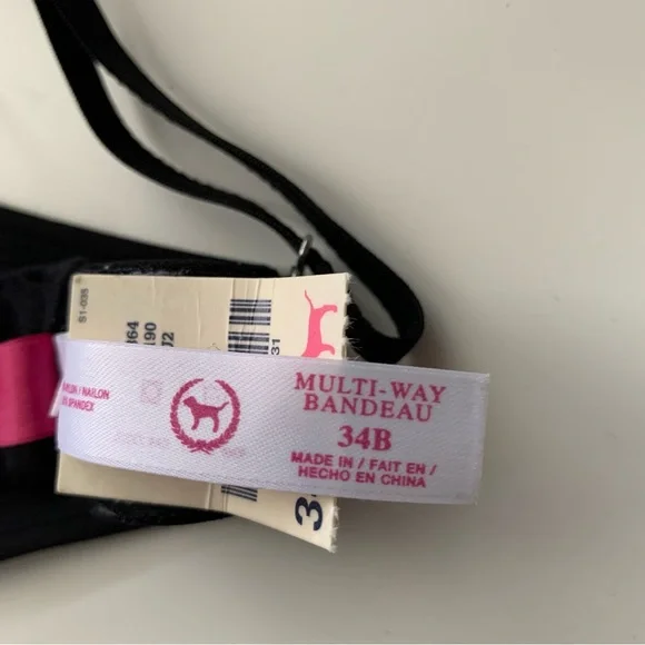 Victoria’s Secret Bandeau Padded Black Bra 34B NWT - Picture 3 of 3